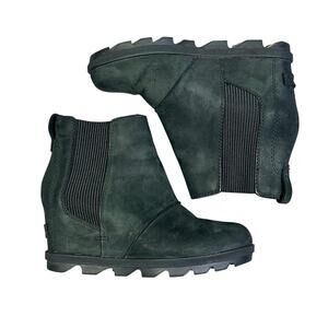 Sorel Joan of Arctic Wedge II Boots Womens 7 Black Suede Lace-Up Ankle Outdoor